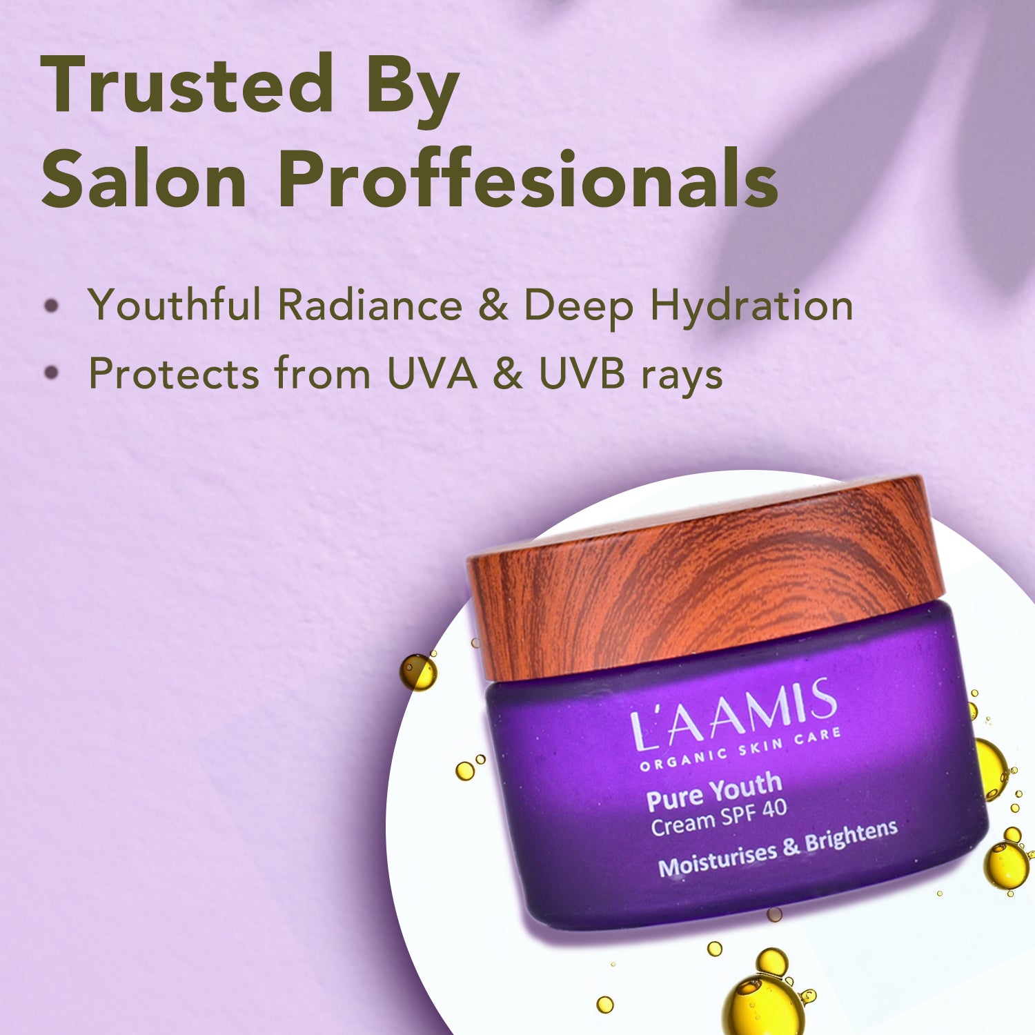 L'AAMIS Pure Youth Cream SPF 40 for Women & Men | Suitable for All Skin Type | 50gm